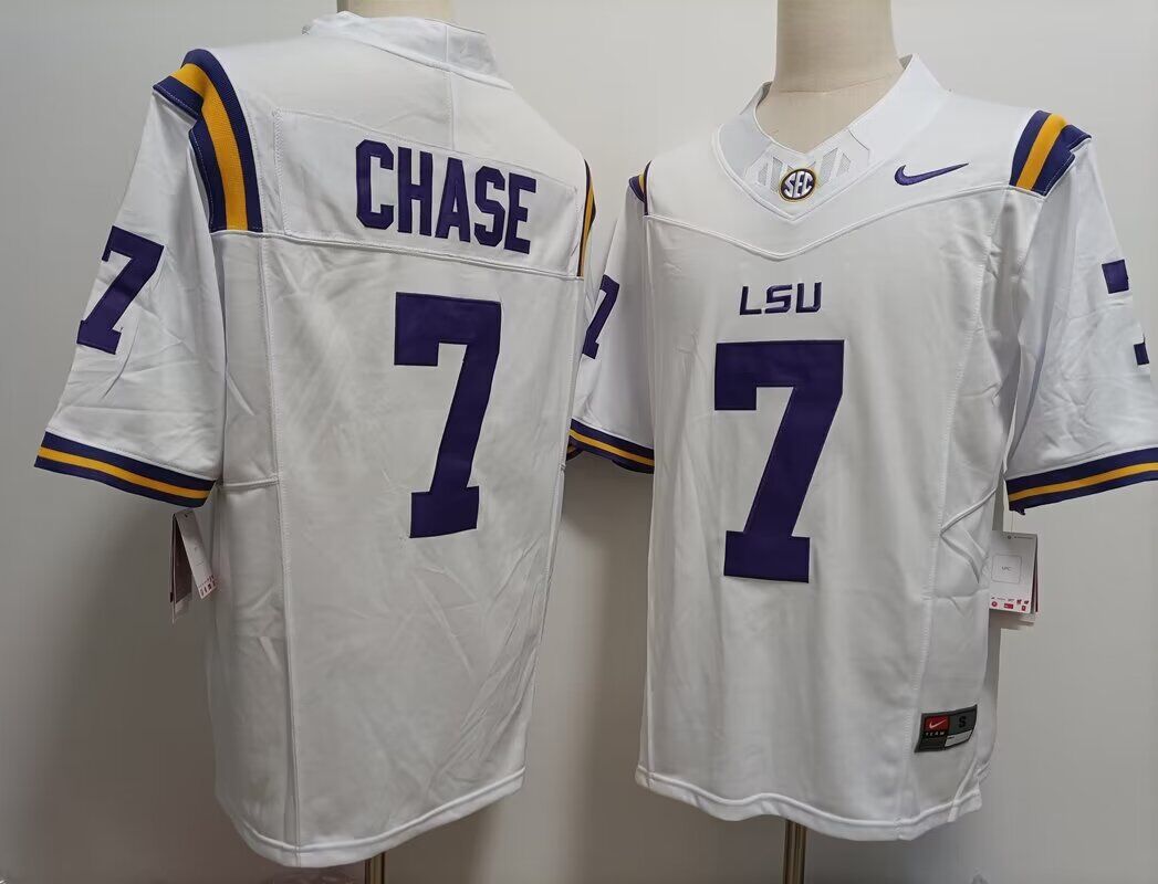 2024 NCAA Men LSU Tigers #7 Chase white  Nike jersey->ncaa teams->NCAA Jersey